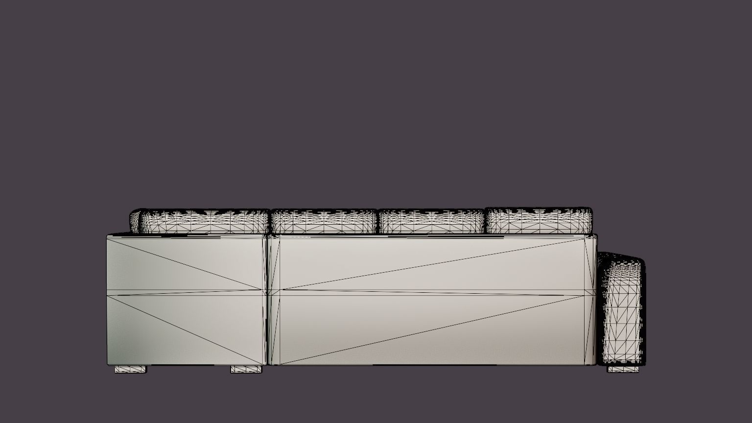 Link U Sofa With Divan Left Black Low-poly 3D model_5