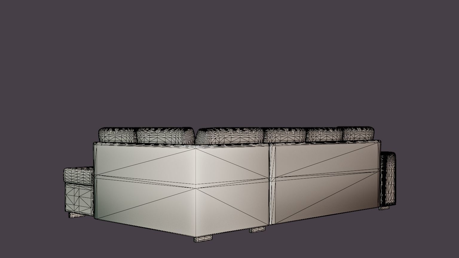 Link U Sofa With Divan Left Black Low-poly 3D model_6