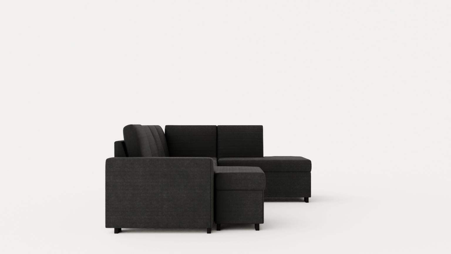Link U Sofa With Divan Left Black Low-poly 3D model_2