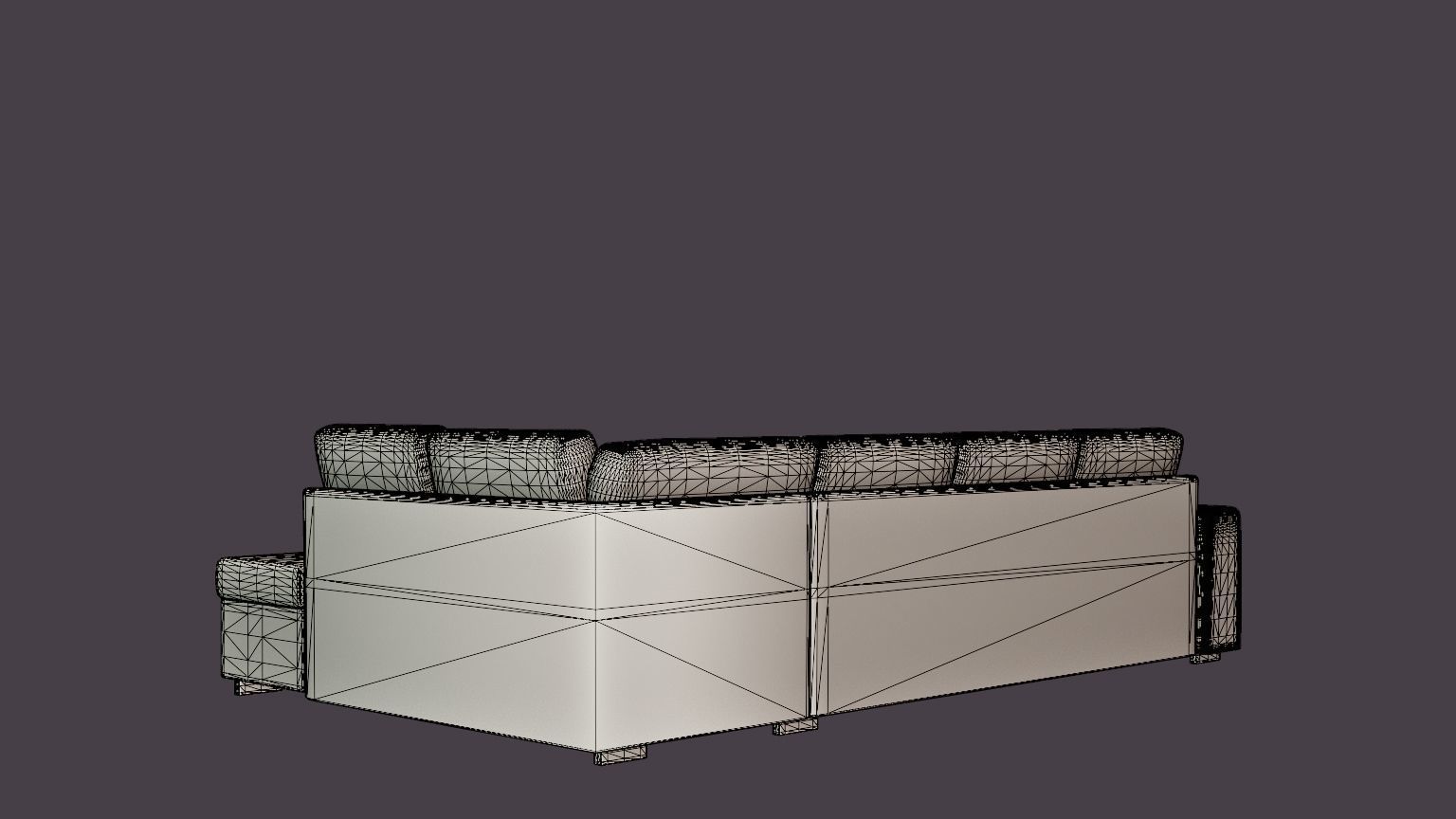 Link U Sofa Large With Divan Left Black Low-poly 3D model_6