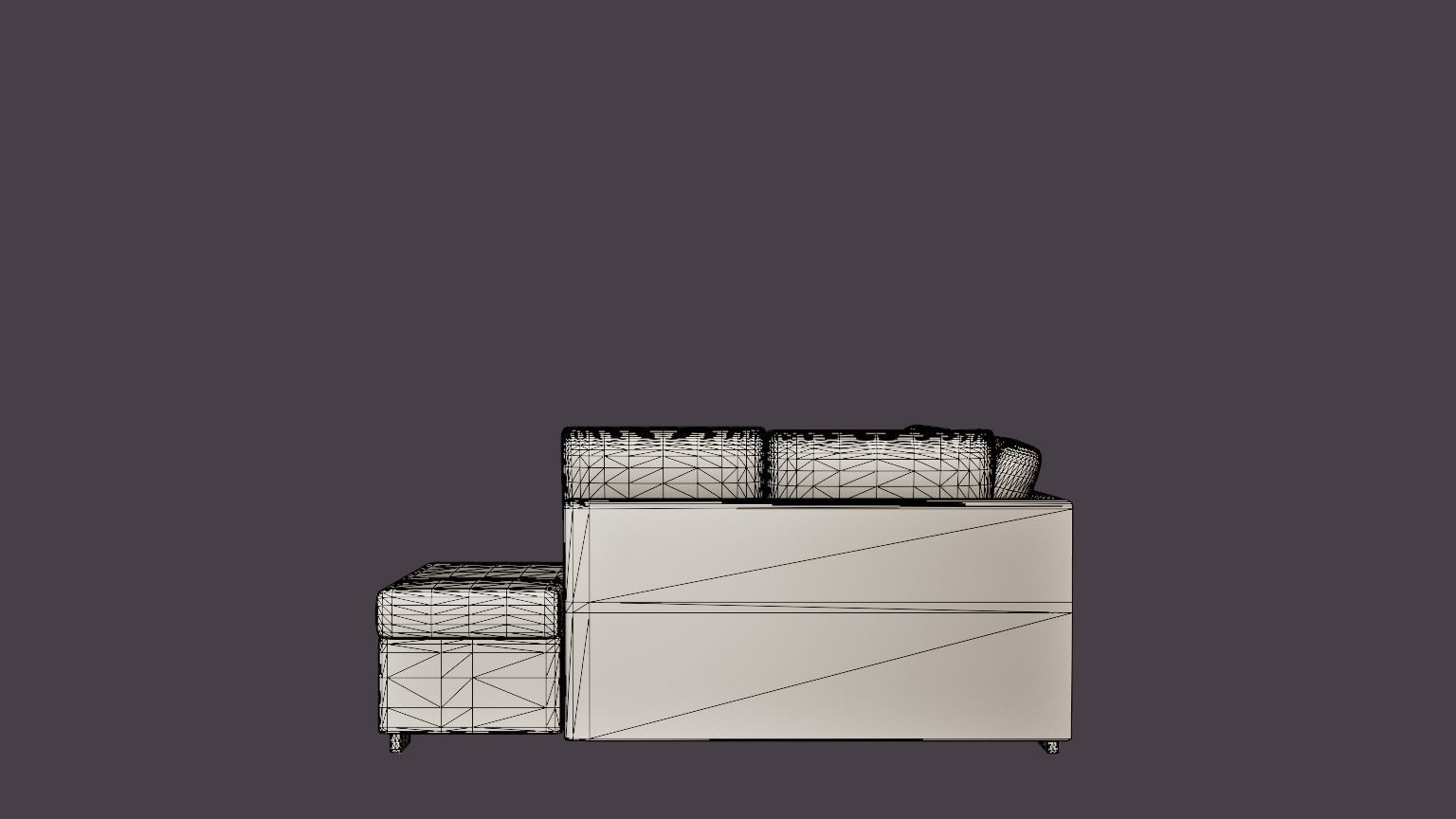 Link U Sofa Large With Divan Left Black Low-poly 3D model_7