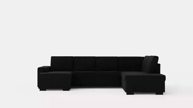 Link U Sofa Large With Divan Left Black