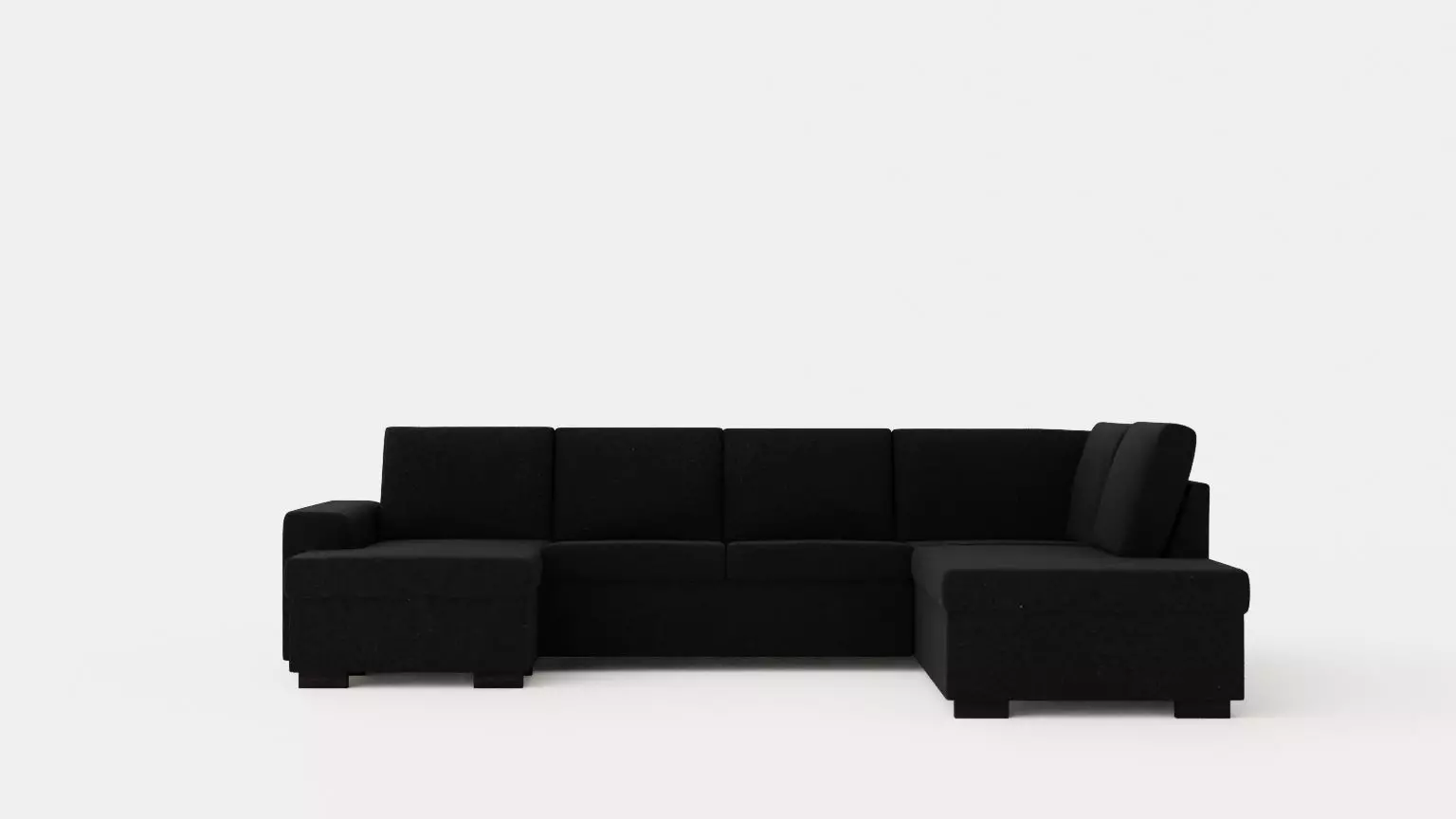 Link U Sofa Large With Divan Left Black Low-poly 3D model_0