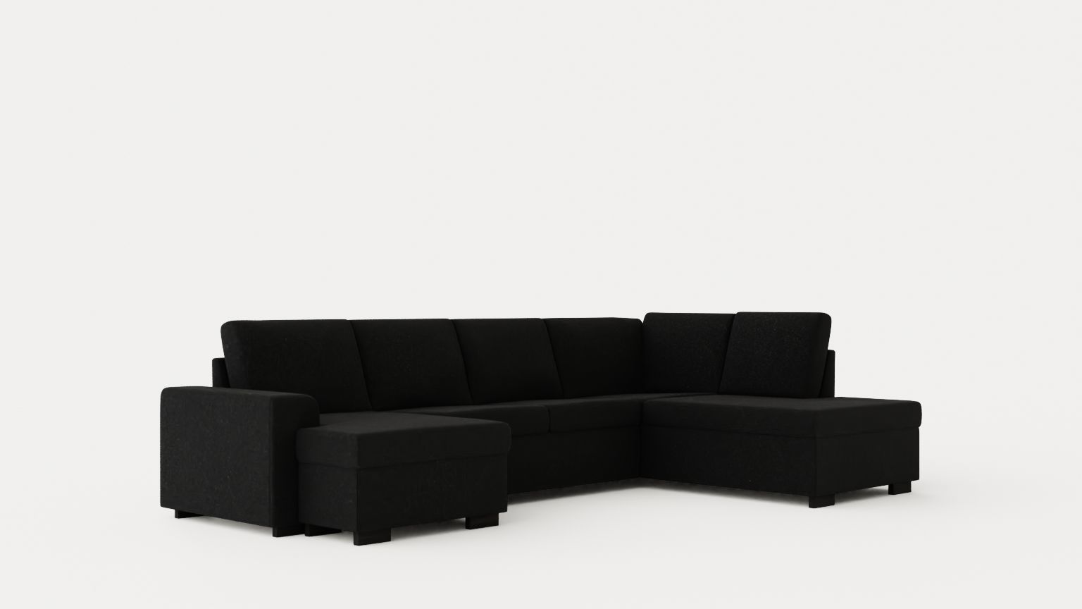 Link U Sofa Large With Divan Left Black Low-poly 3D model_1