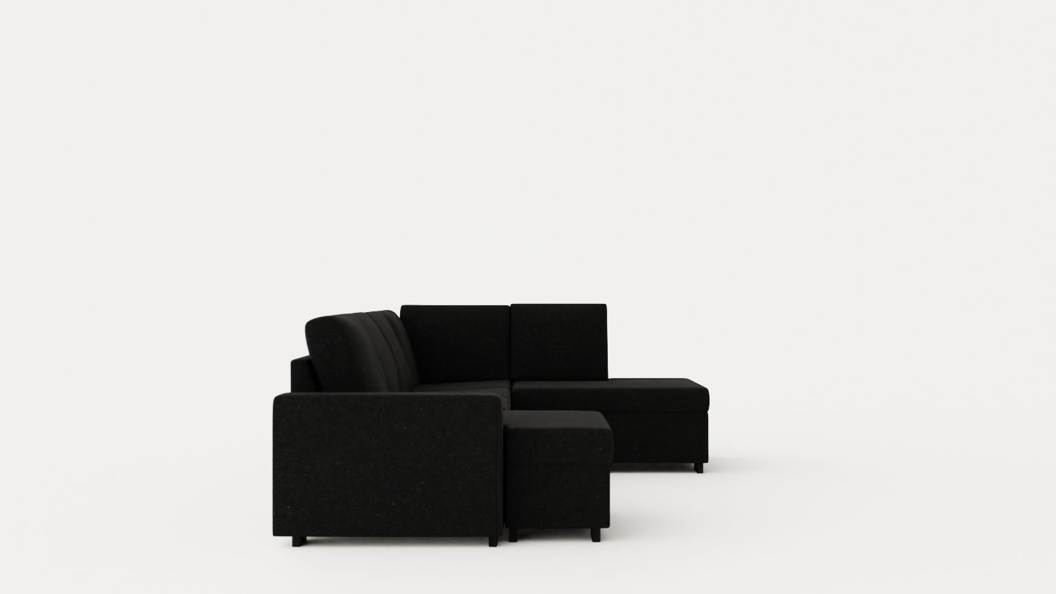 Link U Sofa Large With Divan Left Black Low-poly 3D model_2