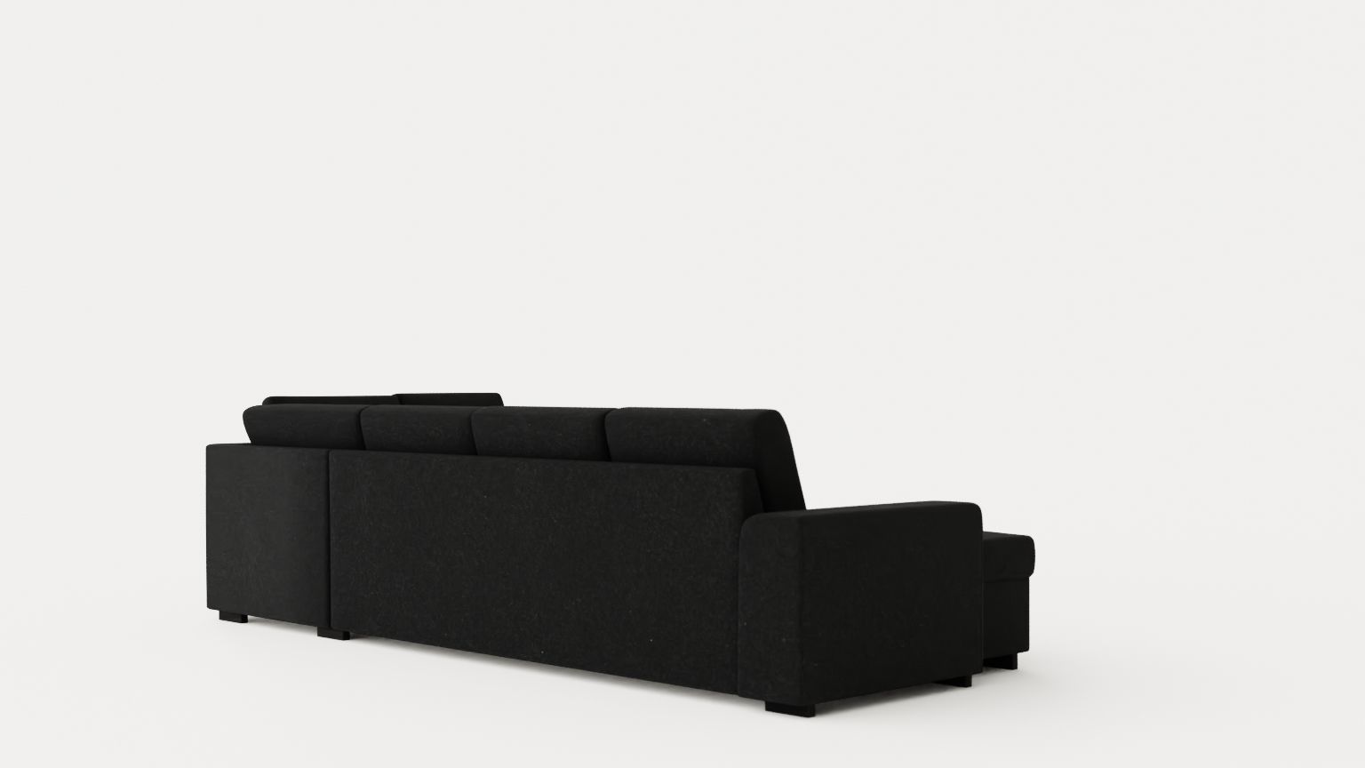 Link U Sofa Large With Divan Left Black Low-poly 3D model_3