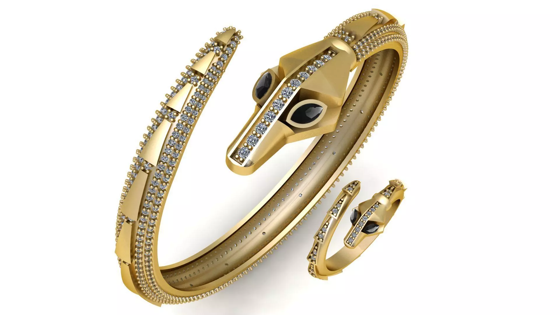 Dragon bracelet and ring 3D print model_0