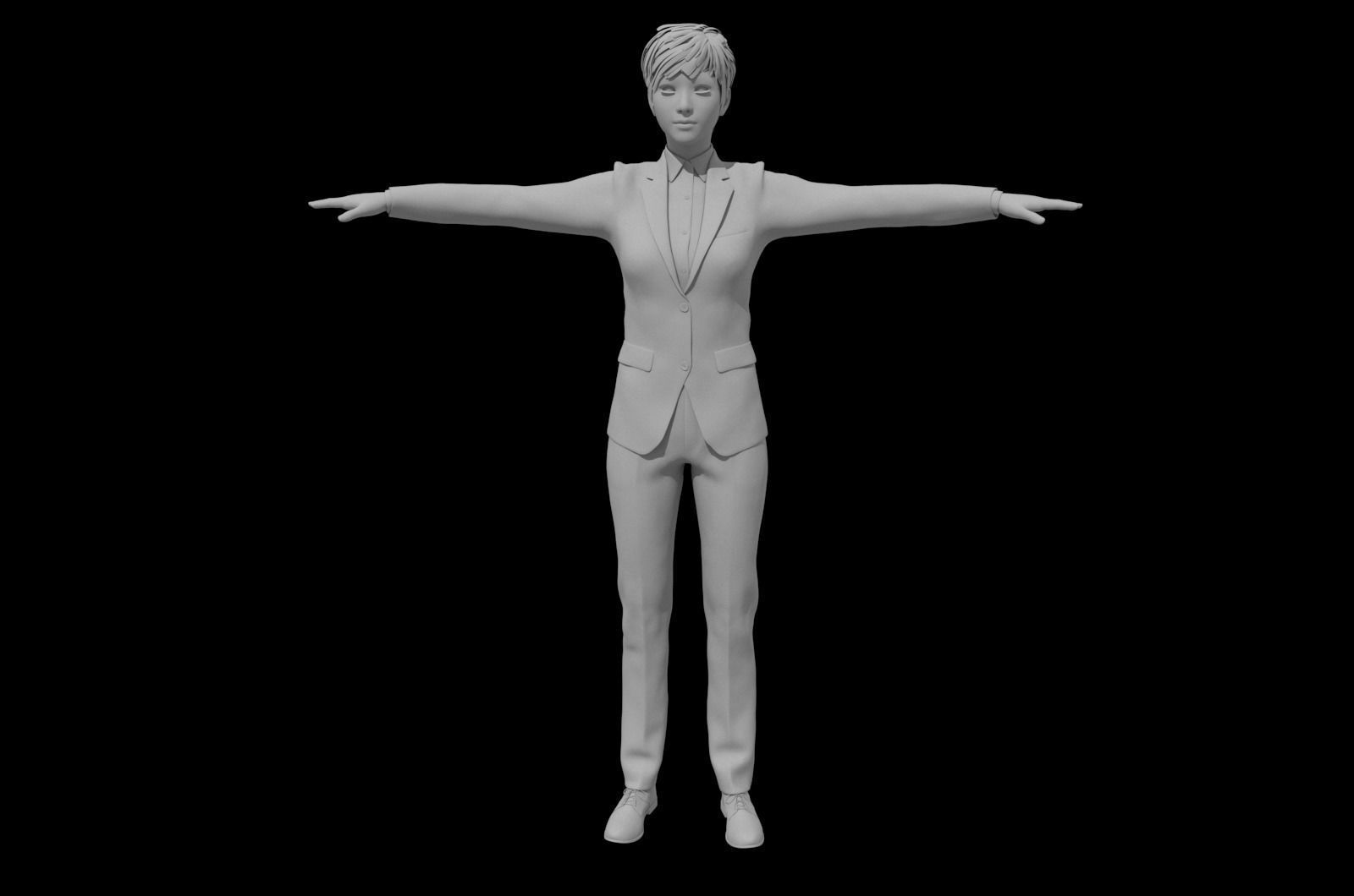 Realistic binding suit formal business female manager Low-poly 3D model_3