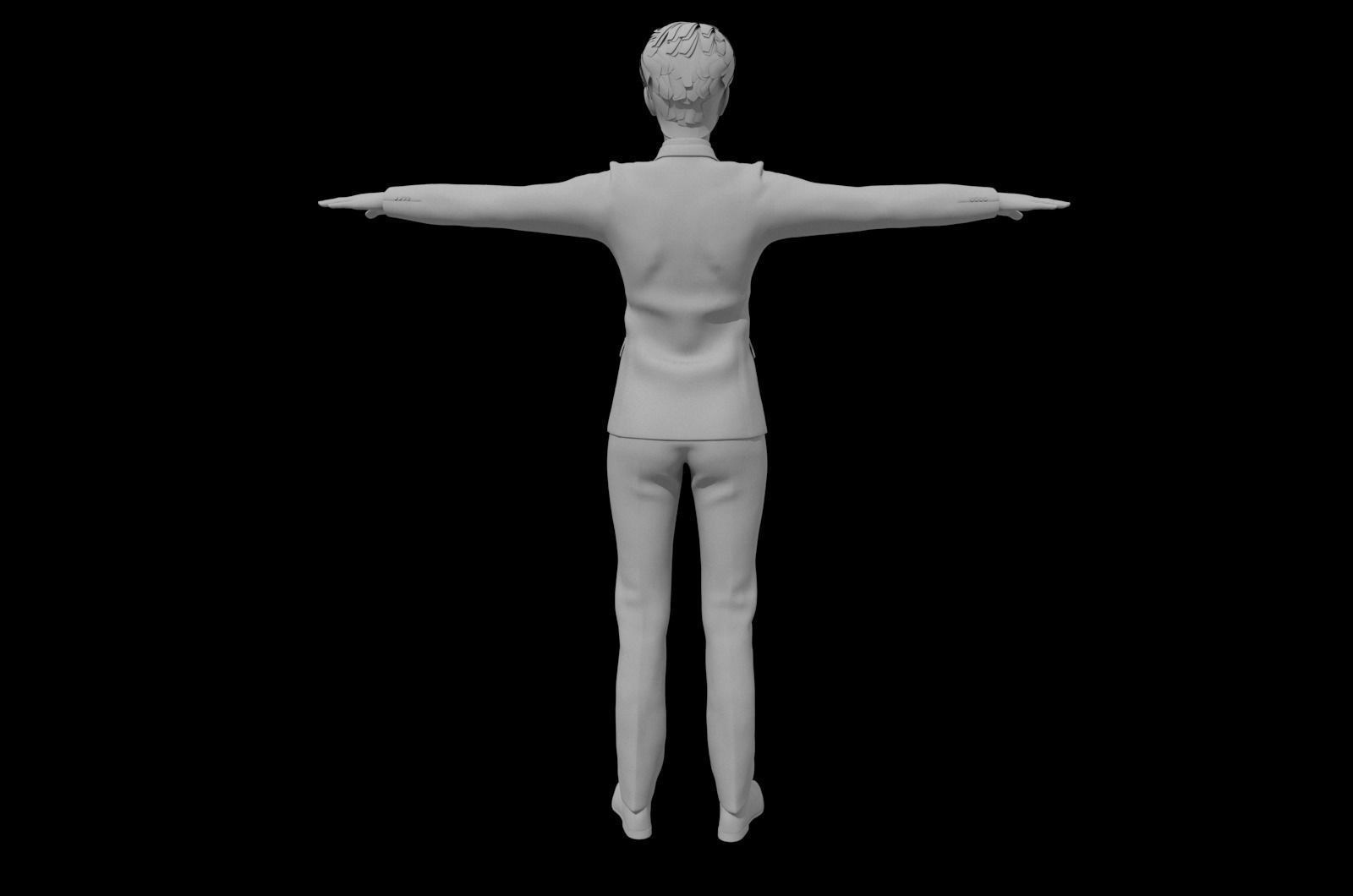 Realistic binding suit formal business female manager Low-poly 3D model_2