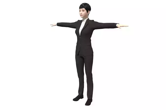 Realistic binding suit formal business female manager Low-poly 3D model Realistic binding suit formal business female manager Low-poly 3D model