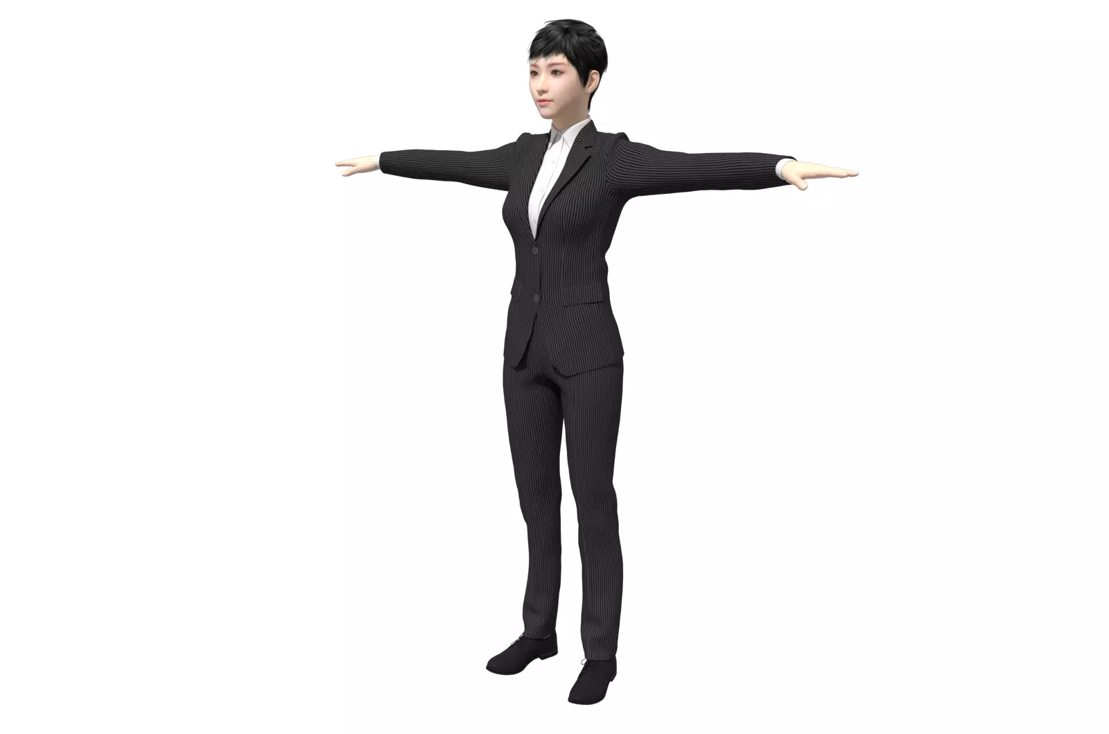 Realistic binding suit formal business female manager Low-poly 3D model_0