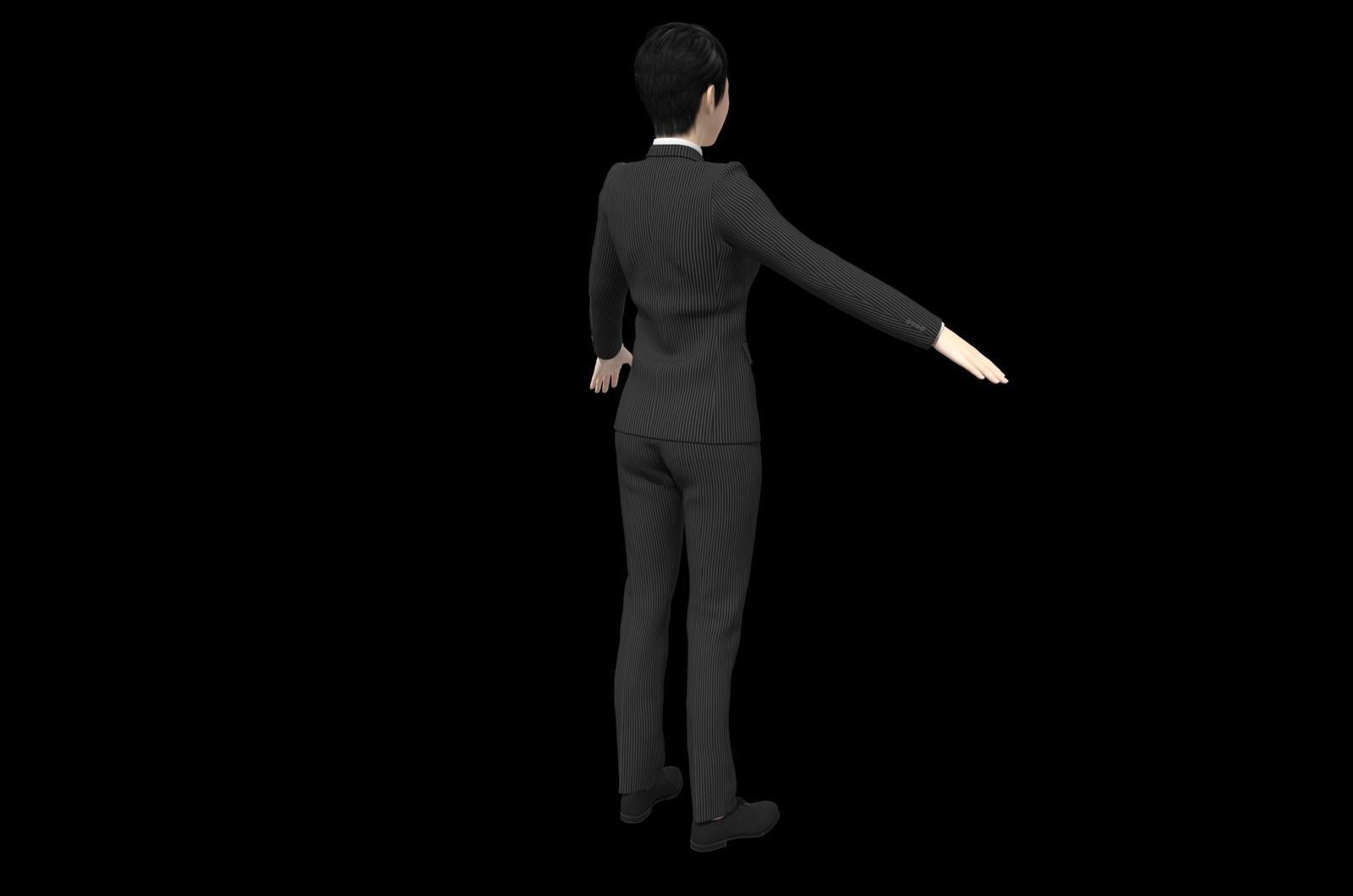 Realistic binding suit formal business female manager Low-poly 3D model_11