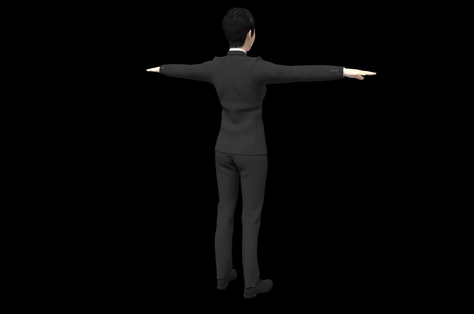 Realistic binding suit formal business female manager Low-poly 3D model_8