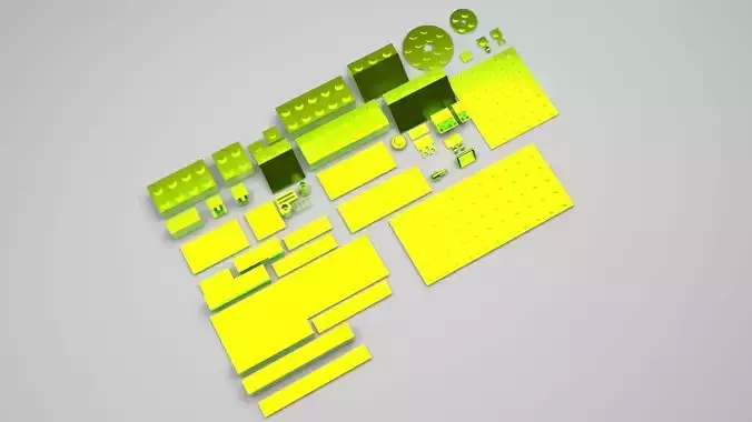 Lime Green Metallic Lego Bricks Set