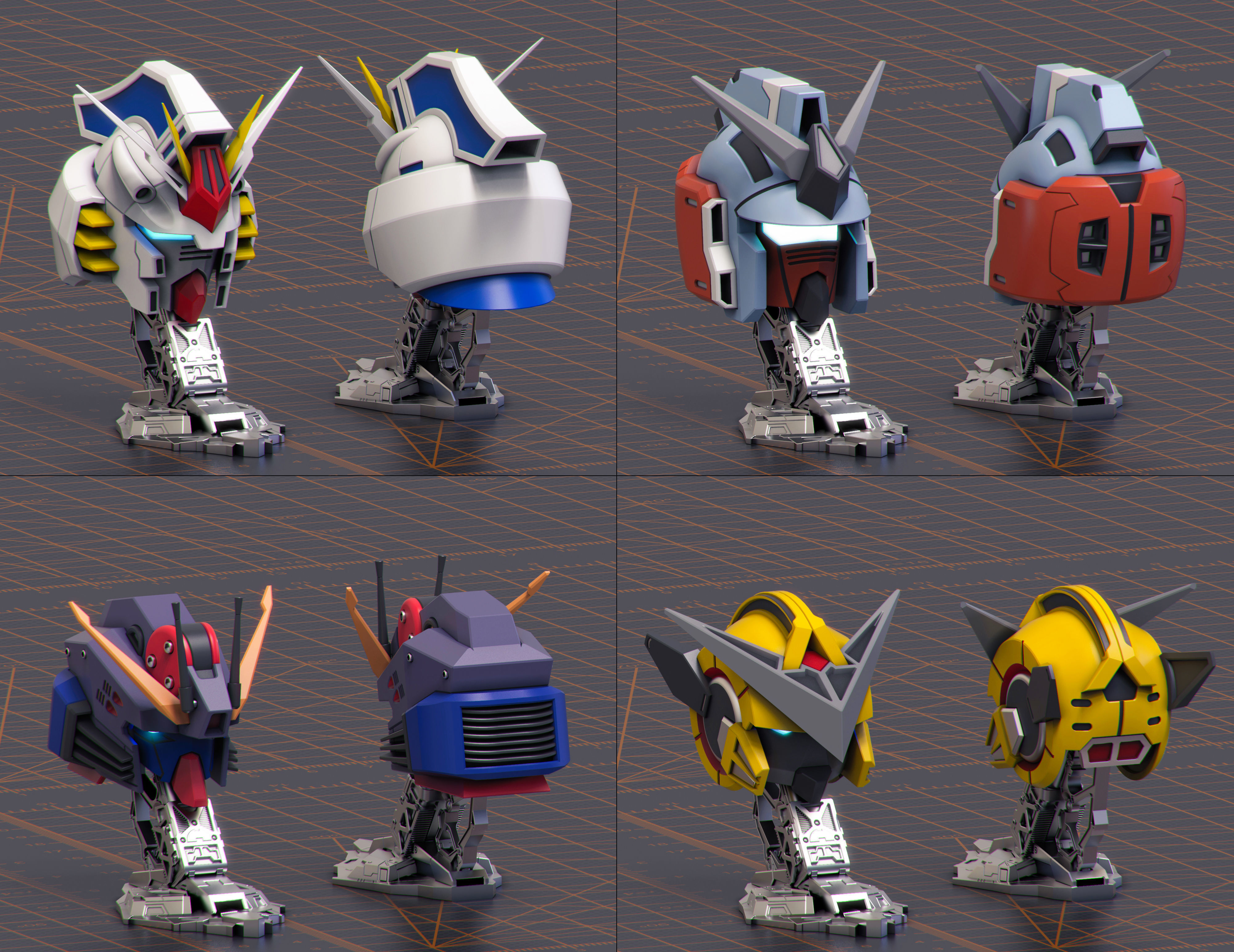  Gundam head models    head 3D model_2