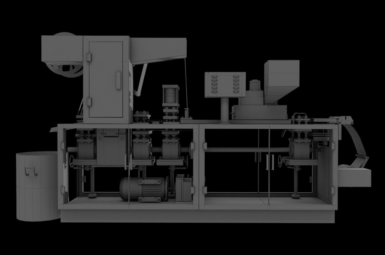 Aluminum plastic blister packaging machine Low-poly 3D model_4