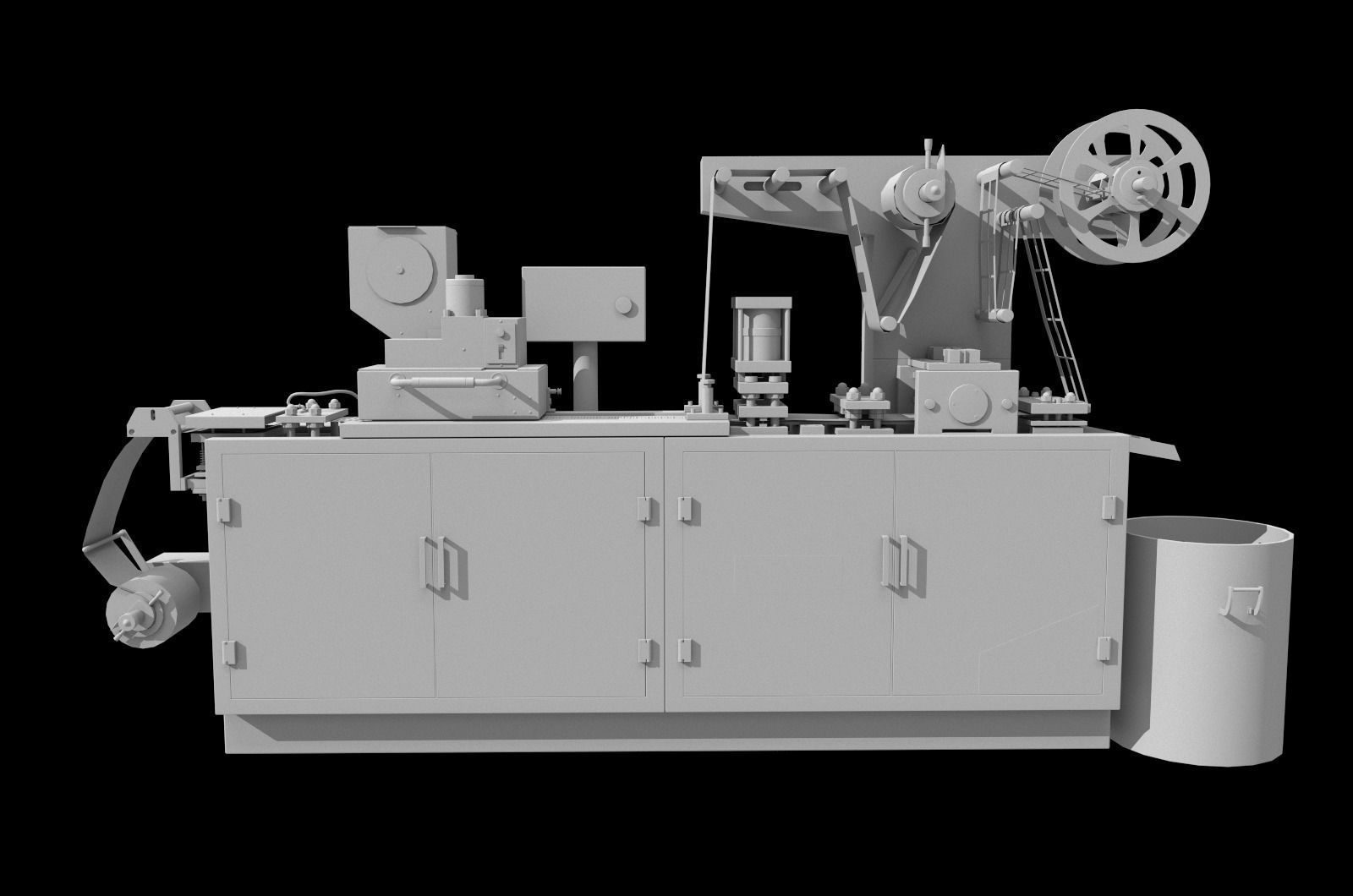 Aluminum plastic blister packaging machine Low-poly 3D model_10