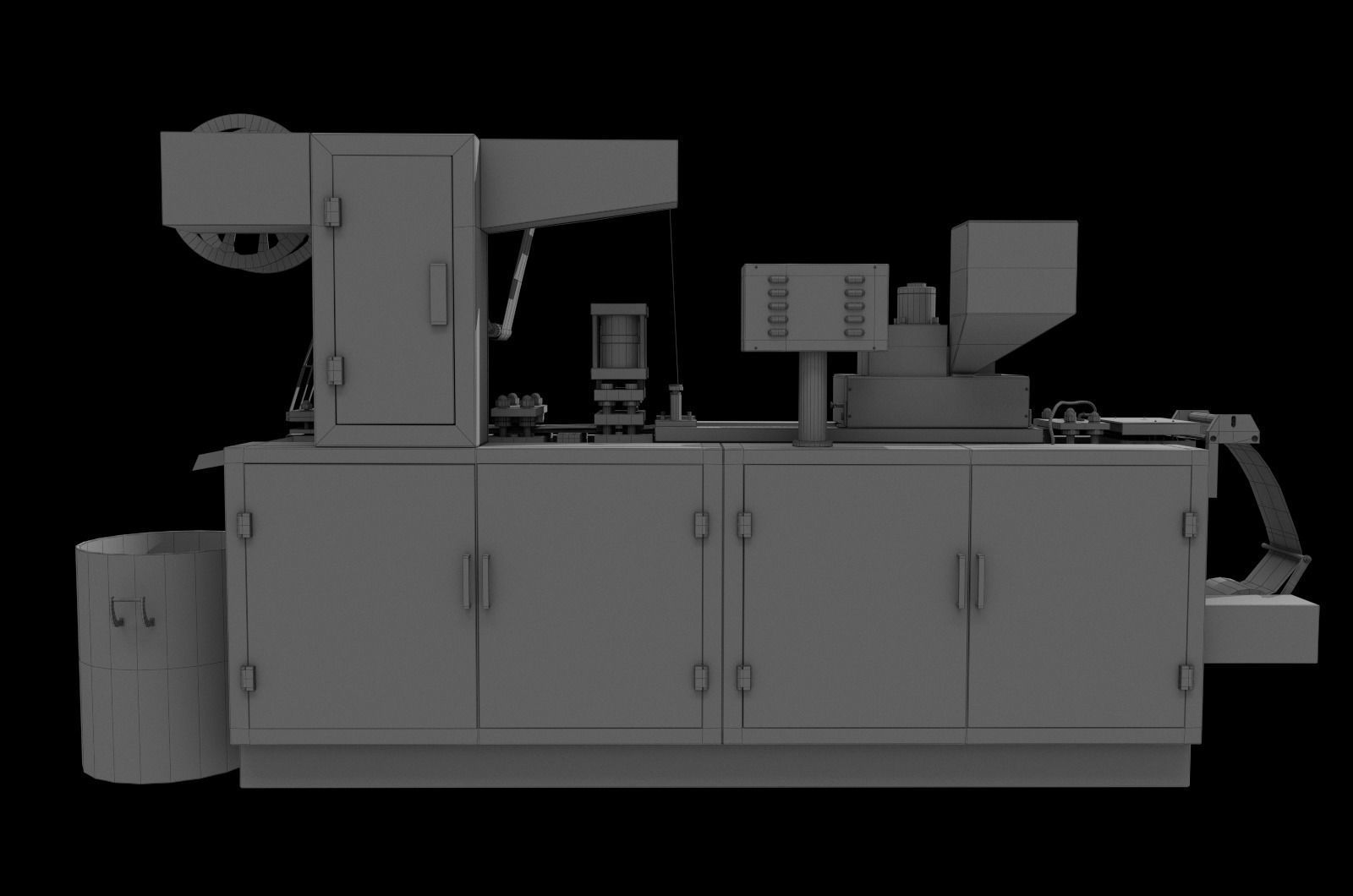 Aluminum plastic blister packaging machine Low-poly 3D model_12