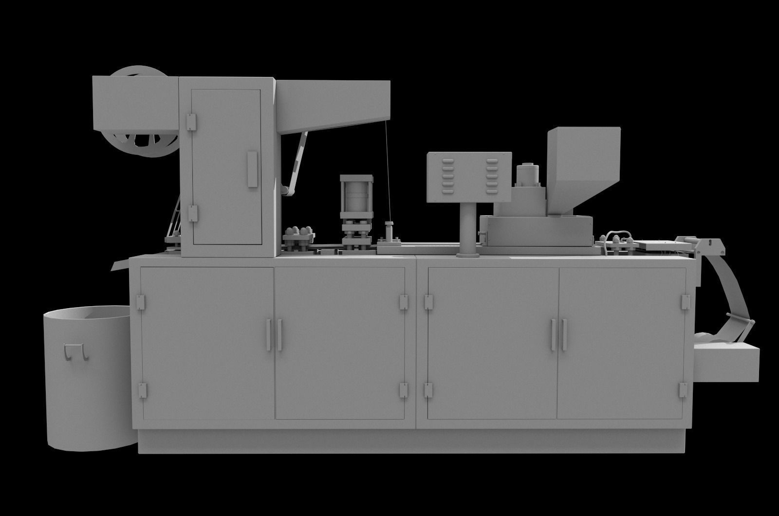 Aluminum plastic blister packaging machine Low-poly 3D model_11