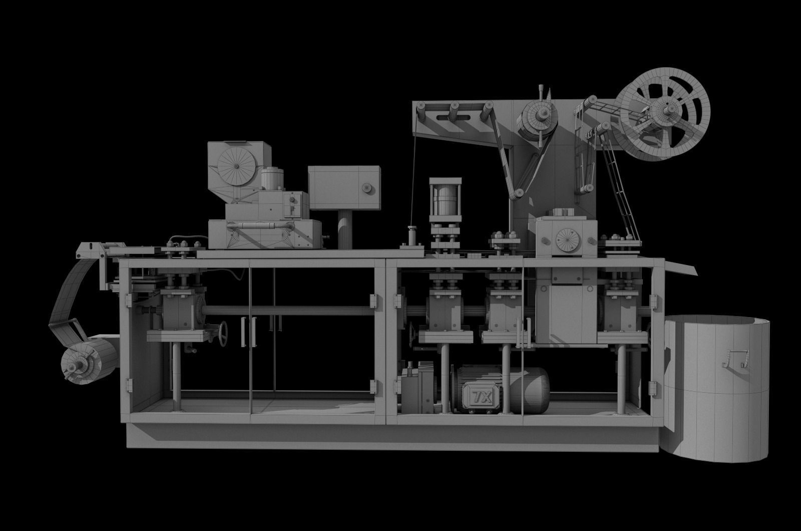 Aluminum plastic blister packaging machine Low-poly 3D model_3