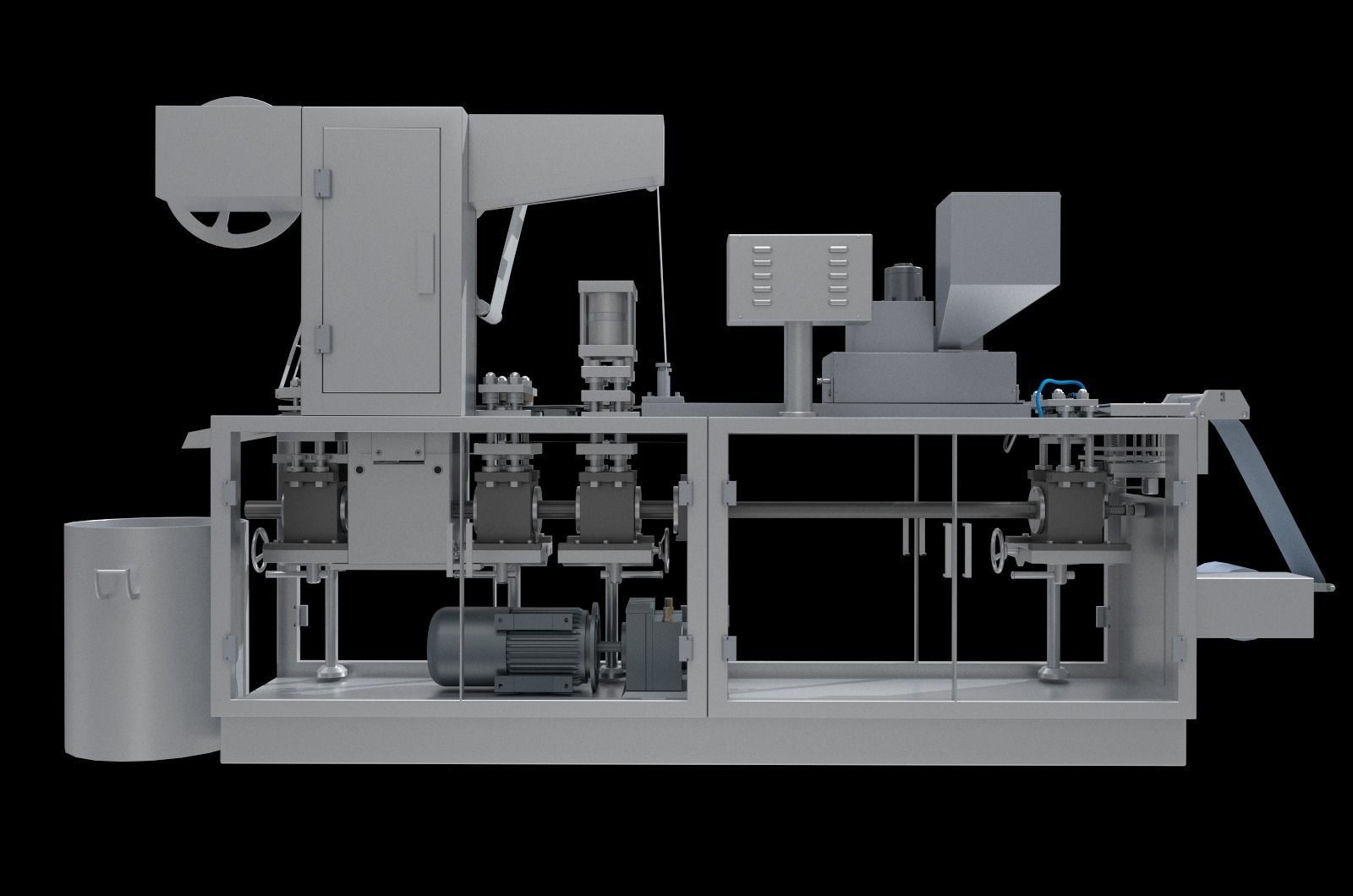 Aluminum plastic blister packaging machine Low-poly 3D model_9