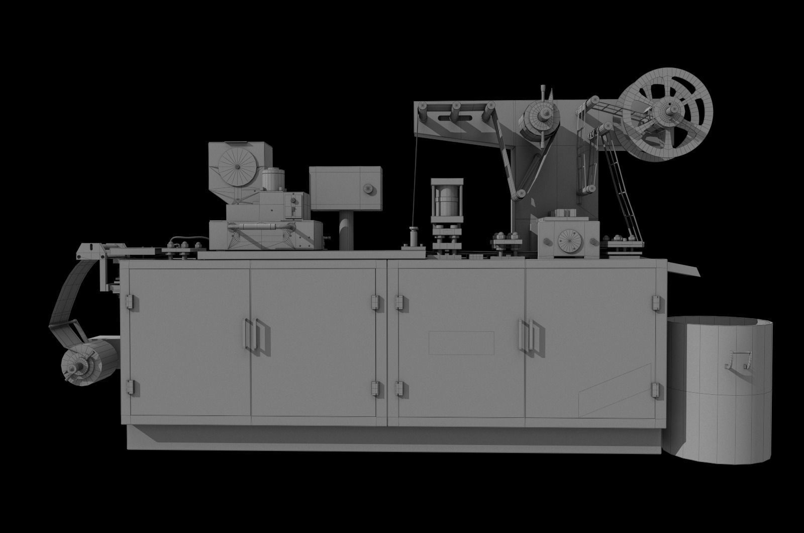 Aluminum plastic blister packaging machine Low-poly 3D model_2