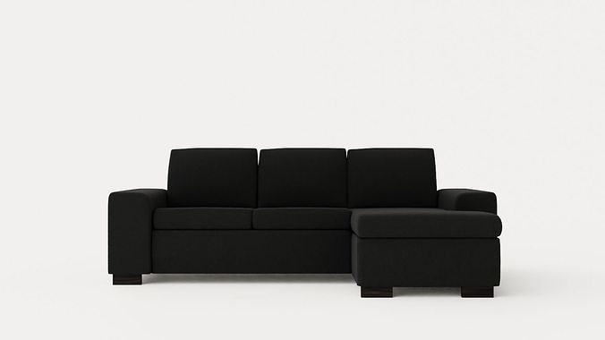 Link Divan Sofa 3 Seater Reversible Black Low-poly 3D model
