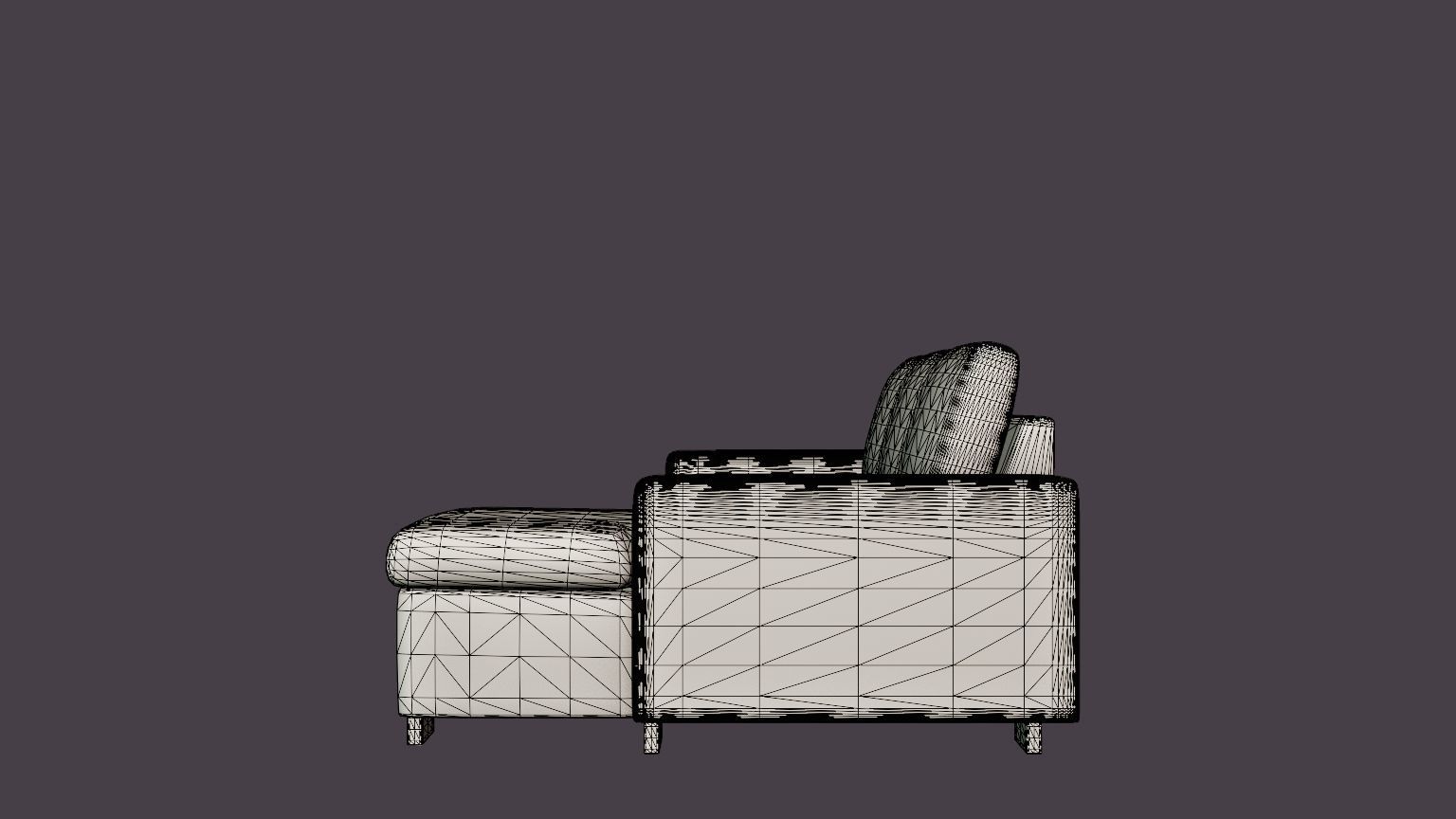 Link Divan Sofa 3 Seater Reversible Black Low-poly 3D model_7