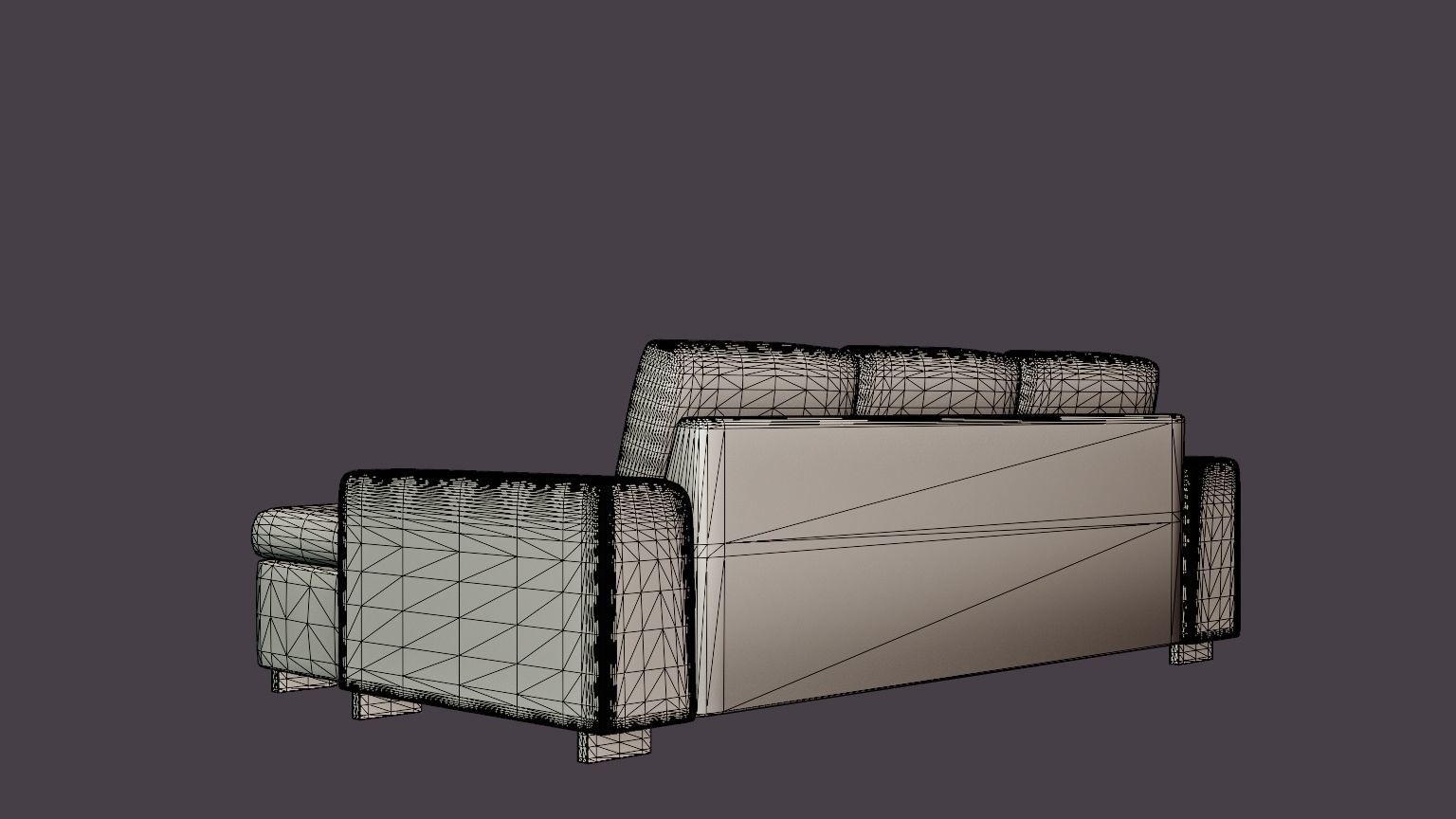 Link Divan Sofa 3 Seater Reversible Black Low-poly 3D model_6