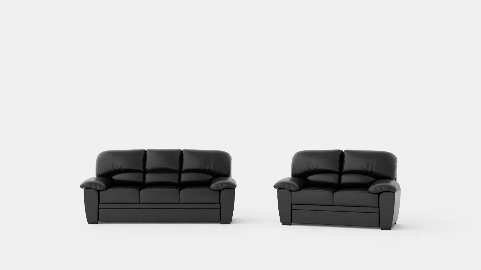 Lindby Sofa Group 3 Seater 2 Seater Artificial Leather Black Low-poly 3D model