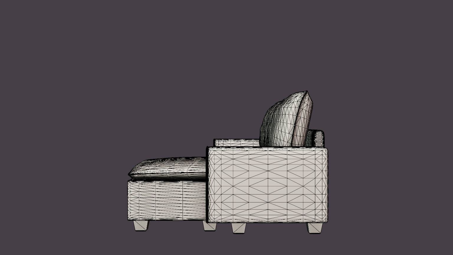 Lerdal Divan Sofa 3 Seater Reversible Gray Low-poly 3D model_7