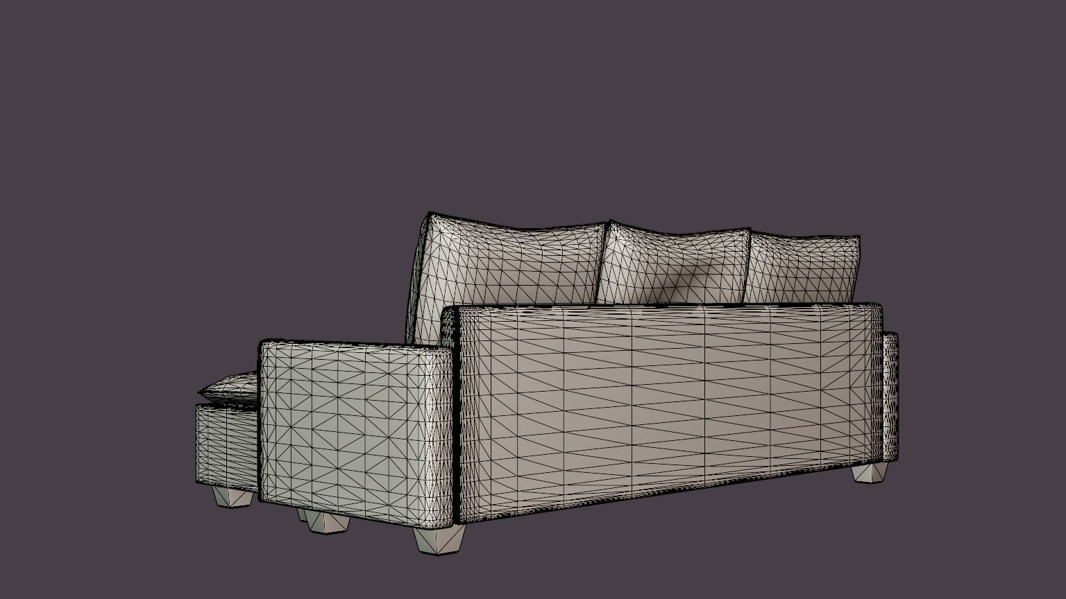 Lerdal Divan Sofa 3 Seater Reversible Gray Low-poly 3D model_6