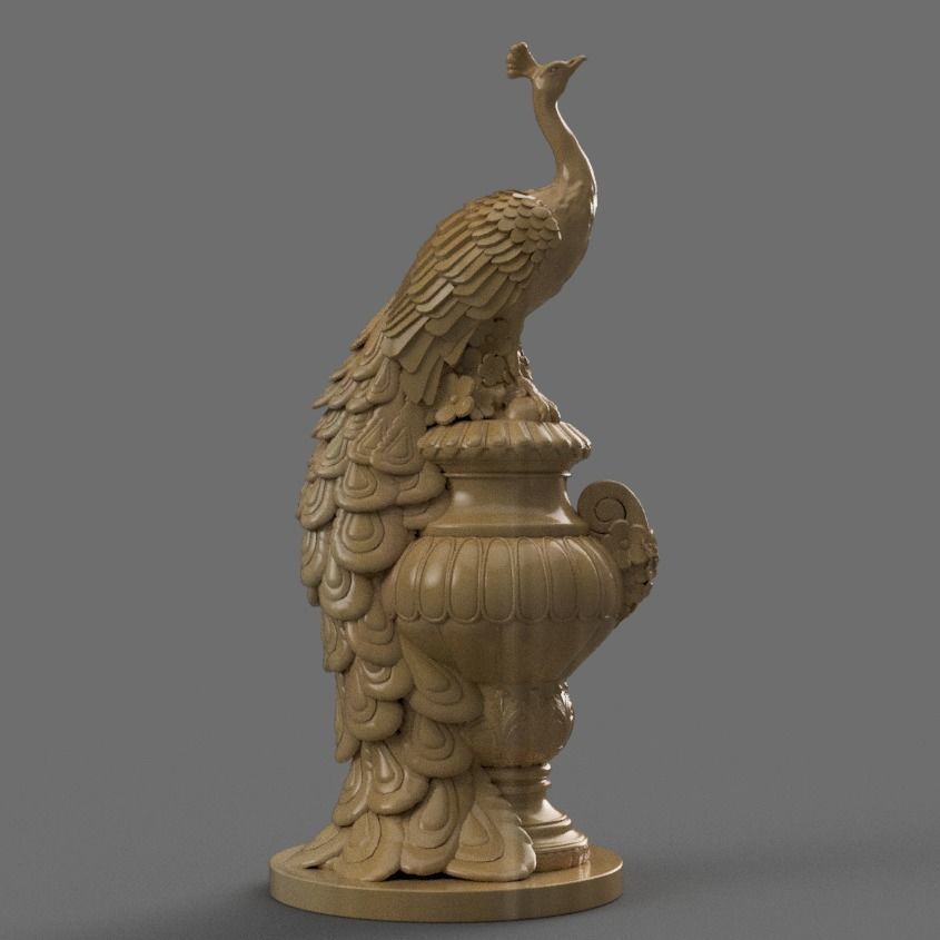 Peacock stl  3D Model for CNC and 3d printer 3D print model_4