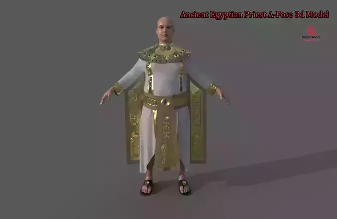 Ancient Egyptian Priest A-Pose 3d Model 3D model