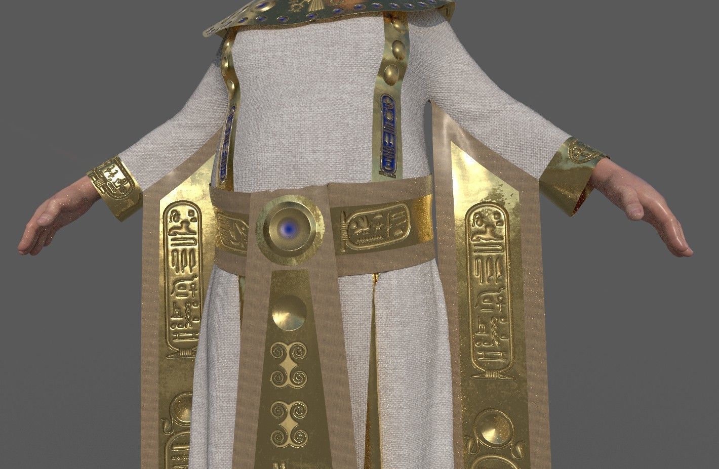 Ancient Egyptian Priest A-Pose 3d Model 3D model_7