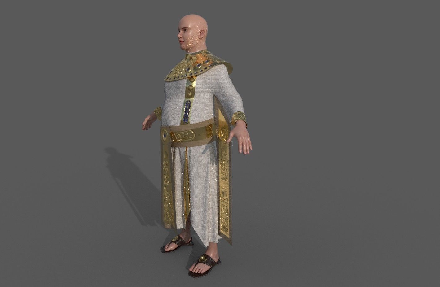 Ancient Egyptian Priest A-Pose 3d Model 3D model_20