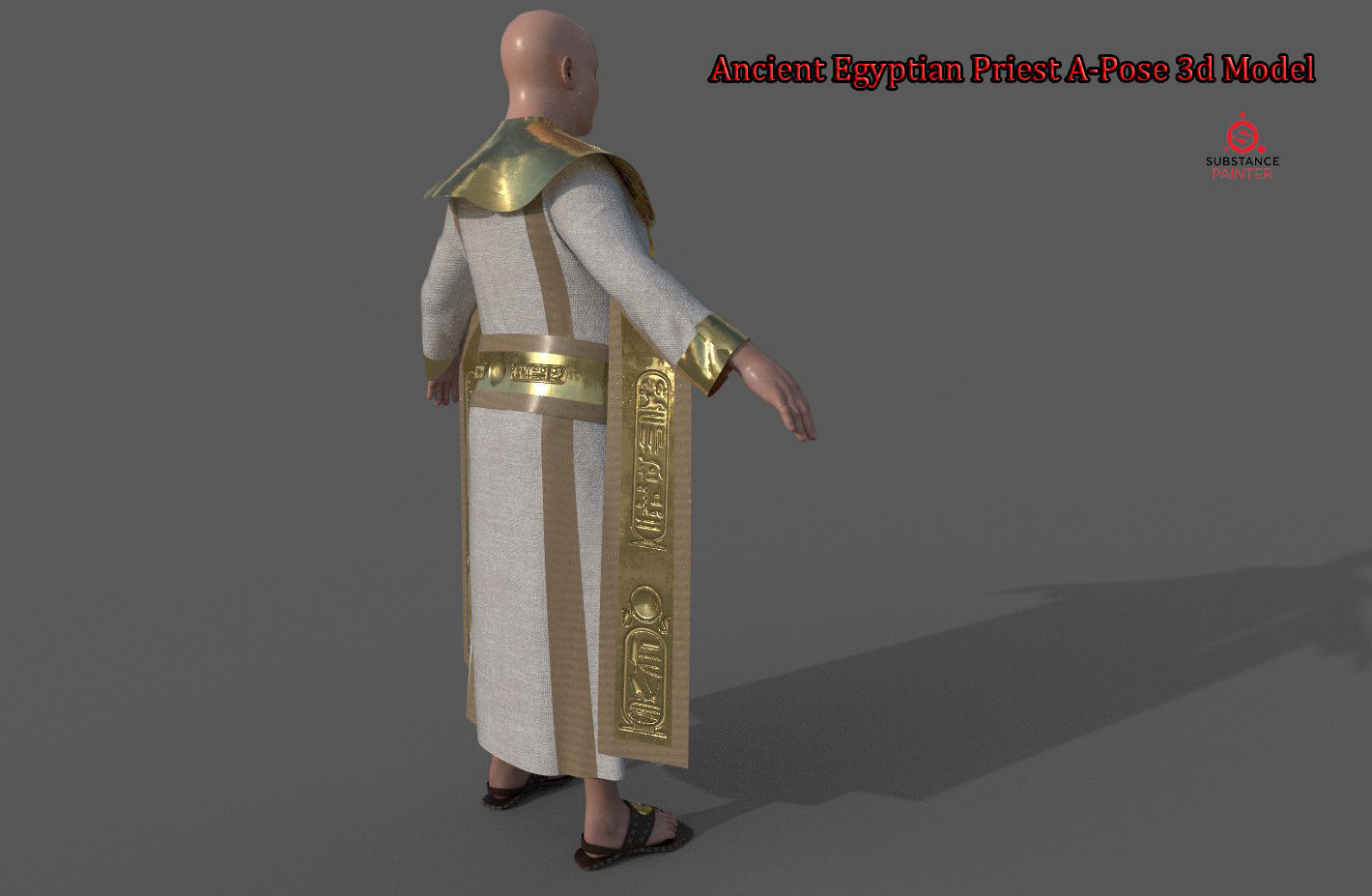 Ancient Egyptian Priest A-Pose 3d Model 3D model_2