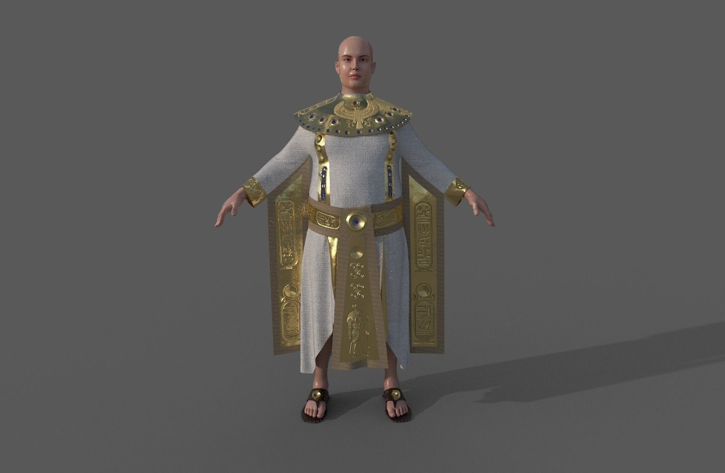 Ancient Egyptian Priest A-Pose 3d Model 3D model_4