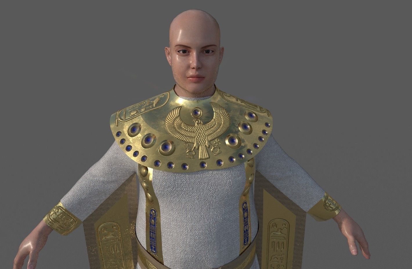 Ancient Egyptian Priest A-Pose 3d Model 3D model_10