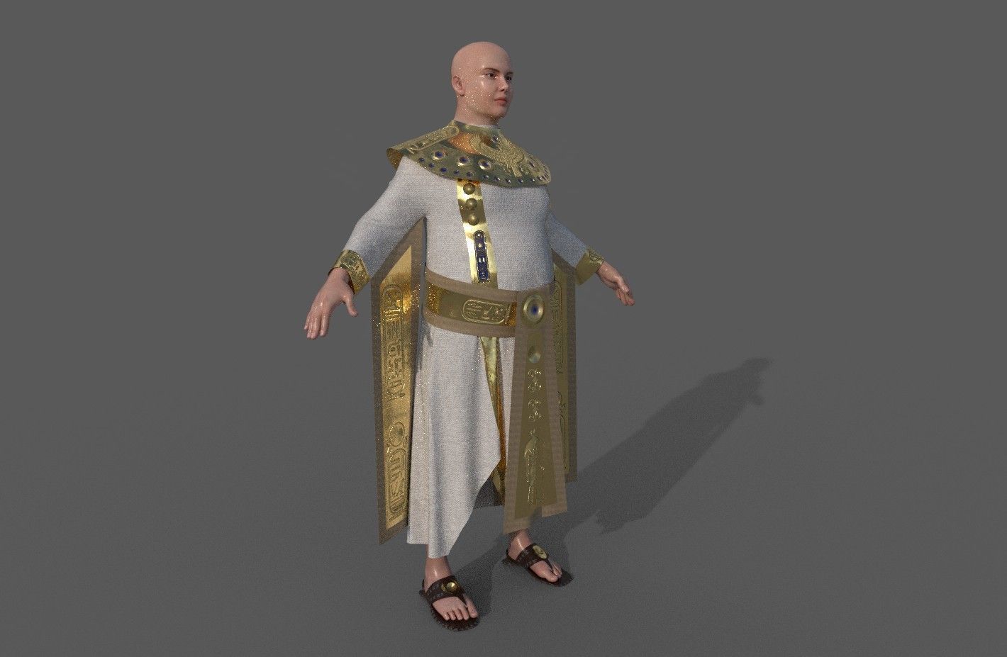 Ancient Egyptian Priest A-Pose 3d Model 3D model_15