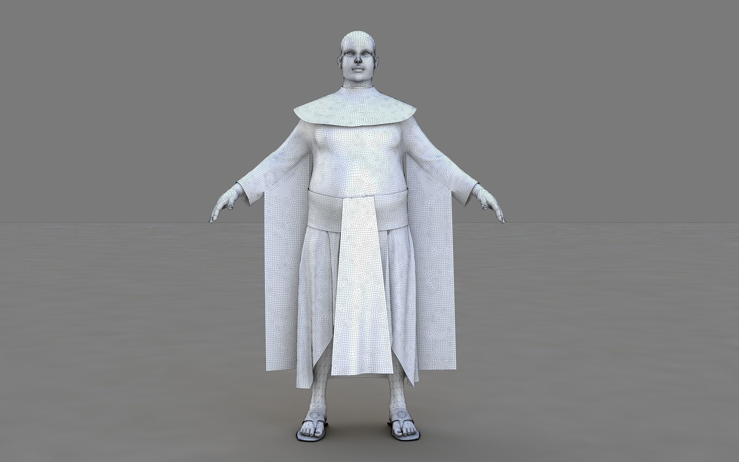 Ancient Egyptian Priest A-Pose 3d Model 3D model_40