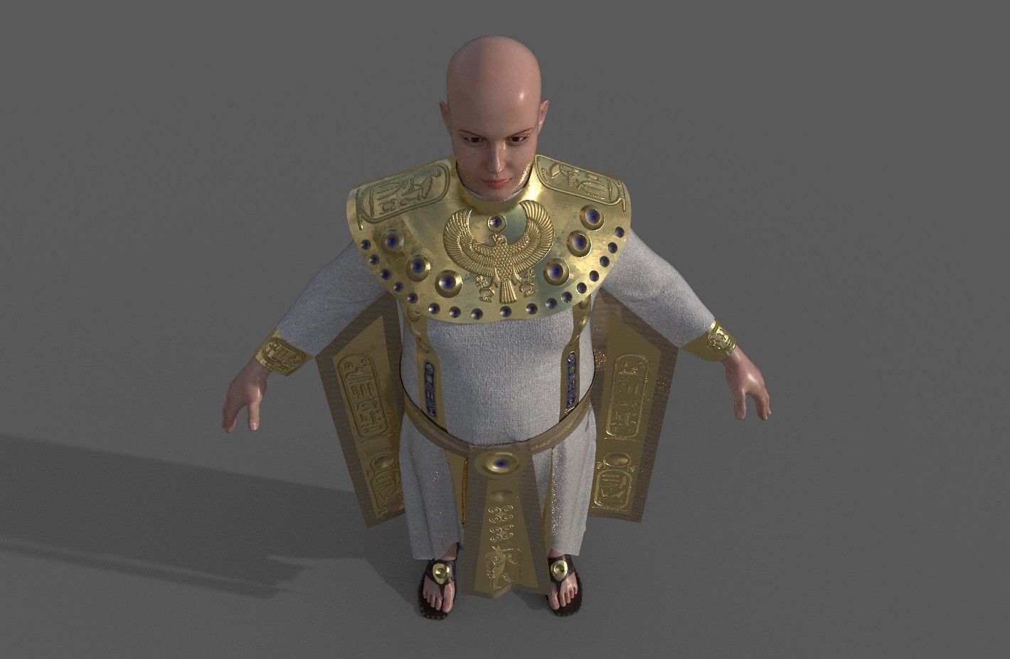 Ancient Egyptian Priest A-Pose 3d Model 3D model_24