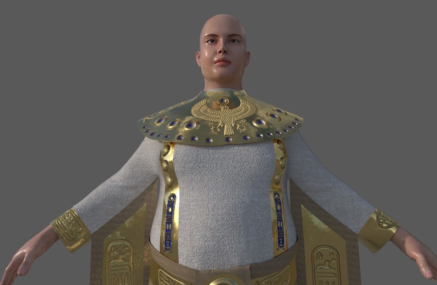 Ancient Egyptian Priest A-Pose 3d Model 3D model_9