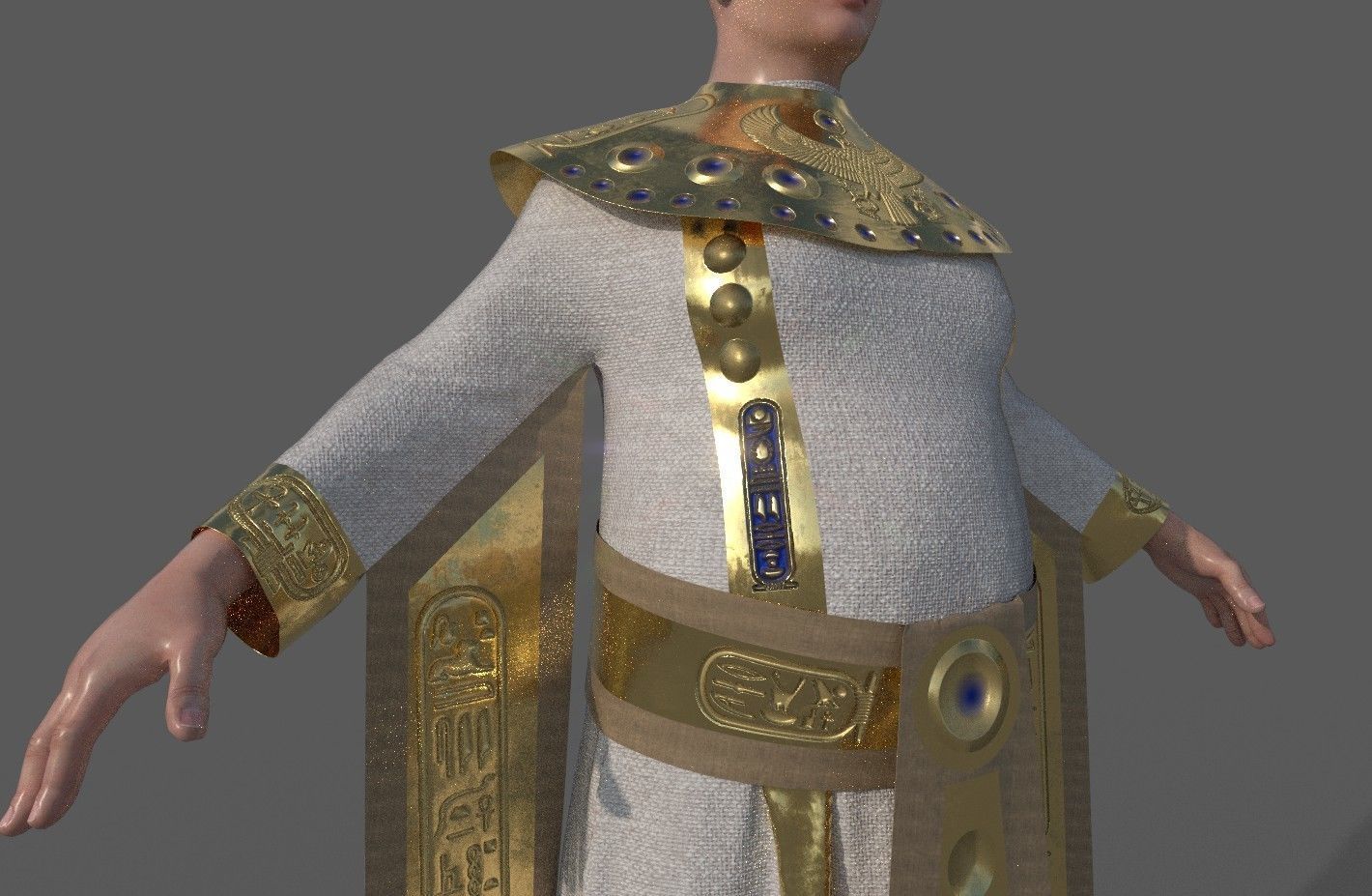 Ancient Egyptian Priest A-Pose 3d Model 3D model_8