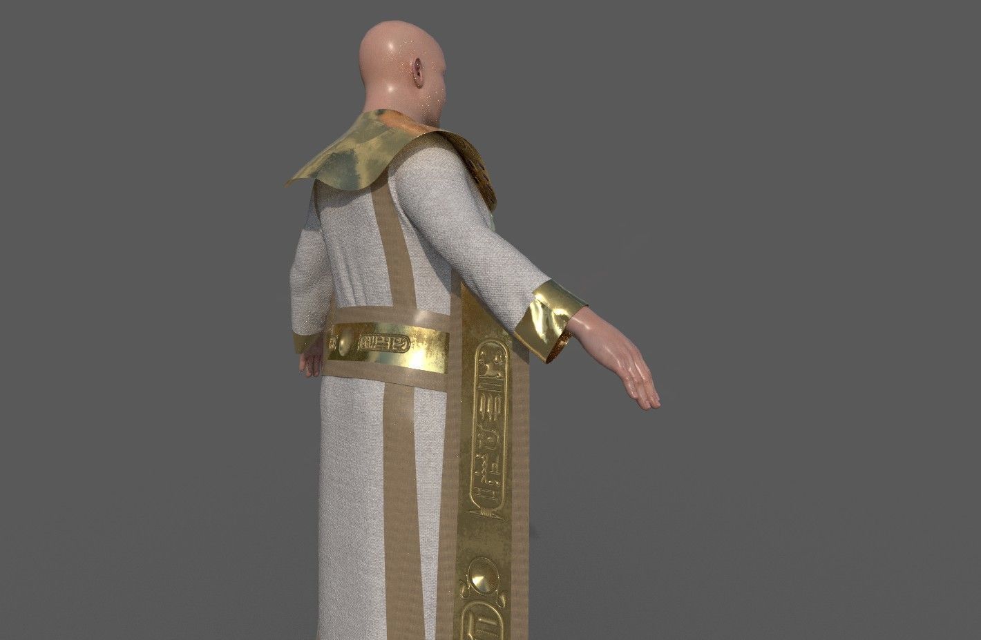 Ancient Egyptian Priest A-Pose 3d Model 3D model_16