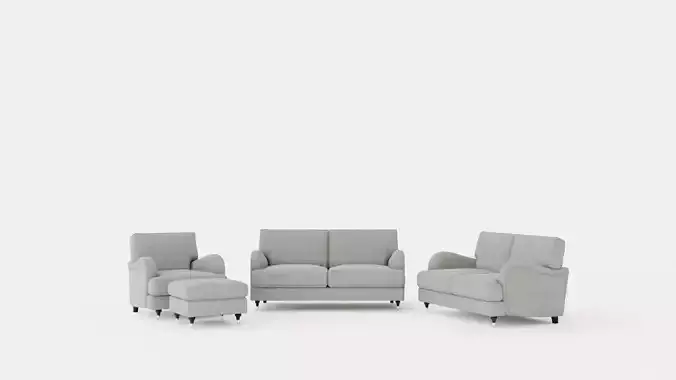 Howard Classic Sofa Group 3 Seater 2 Seater Armchair Footstool Low-poly 3D model