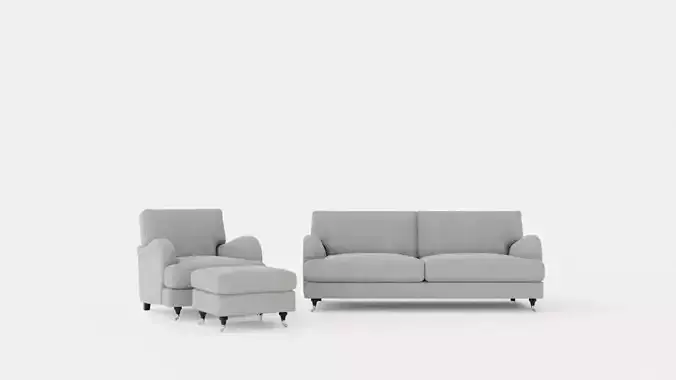 Howard Classic Sofa Group 3 5 Seater Armchair Footstool Gray Low-poly 3D model