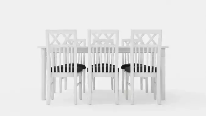 Hartford Dining Table With 6 Rebecka Chairs White