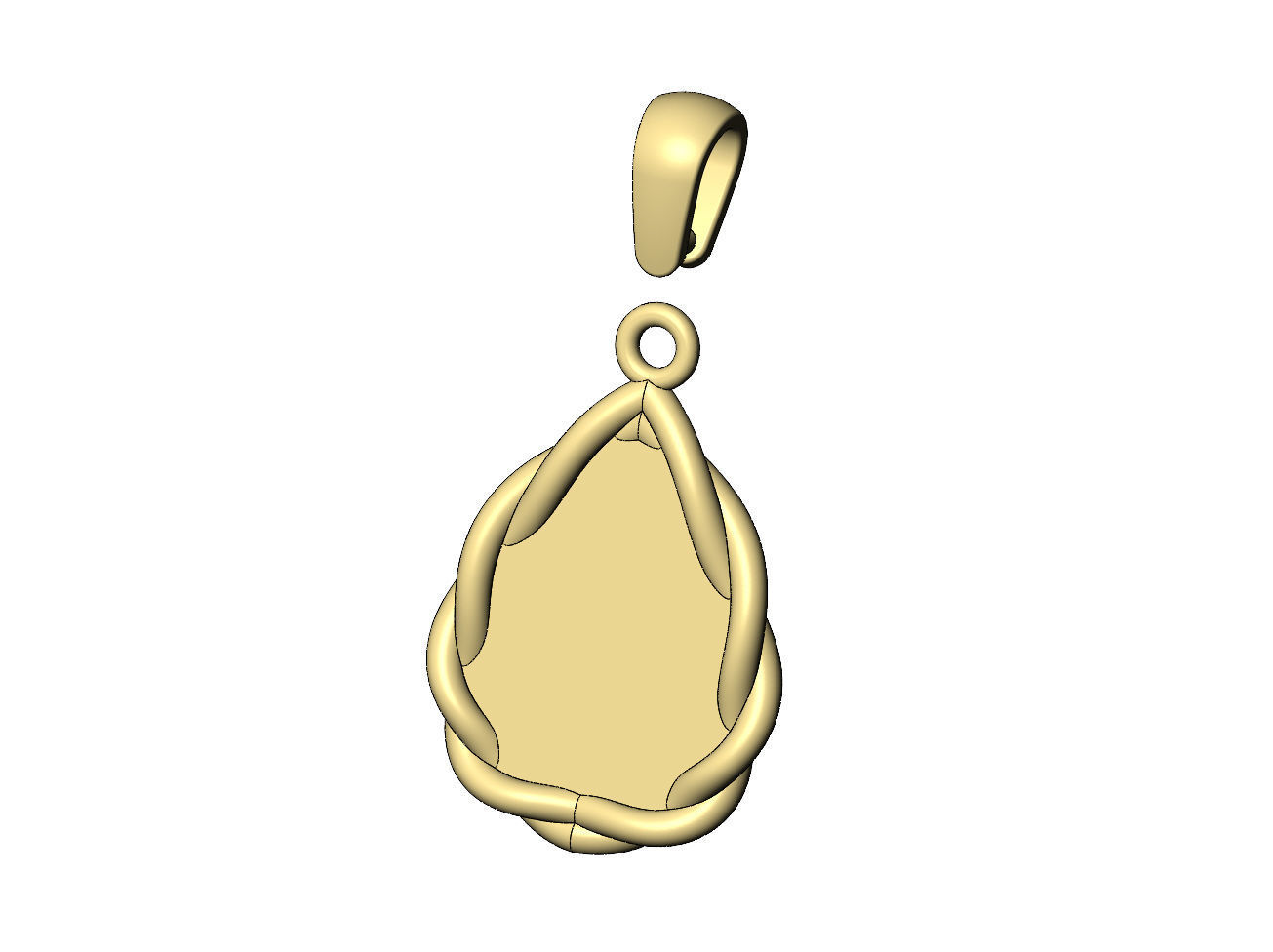 Mirrored wire teardrop lotus flower relief pendant charm 3D print model_10