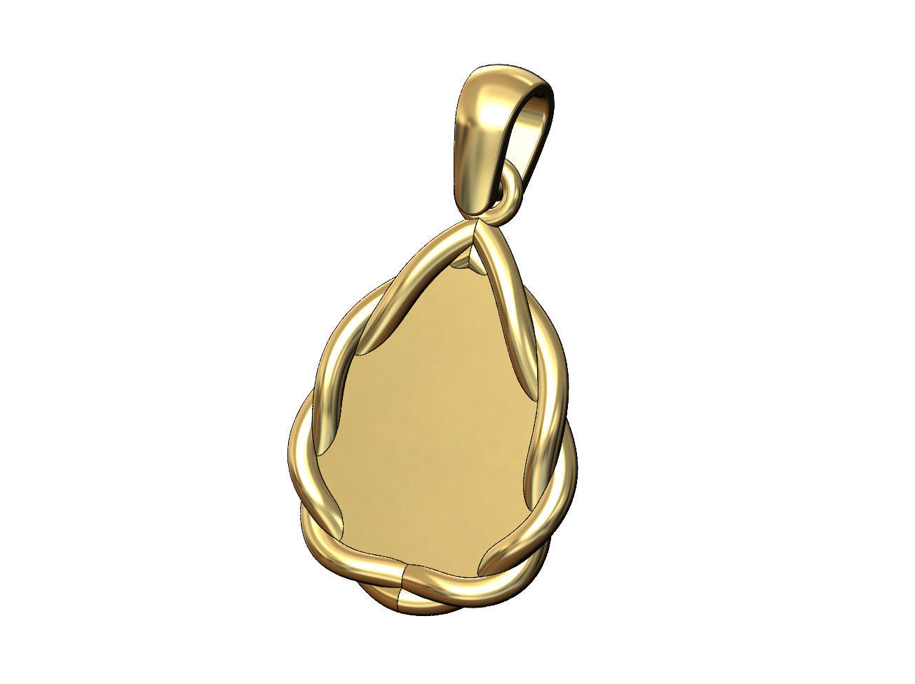 Mirrored wire teardrop lotus flower relief pendant charm 3D print model_4